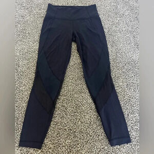 Athleta navy blue leggings size small mesh workout gym yoga Athleisure pants